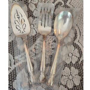 Rogers & Bro Remembrance Silverplate Serving Set 3pc Server Fork Spoon IS